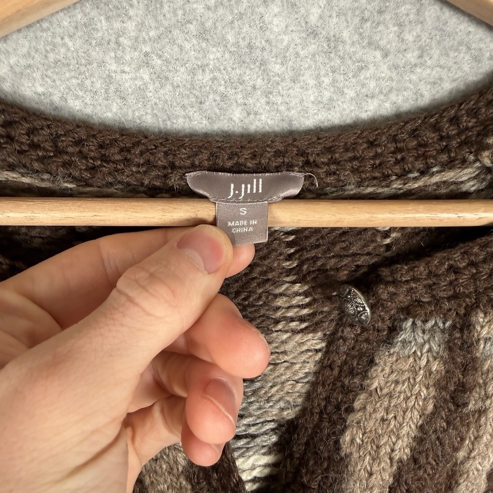J. Jill Wool Cardigan Womens Small Brown Fair Isle Button Front Sweater - Picture 7 of 7